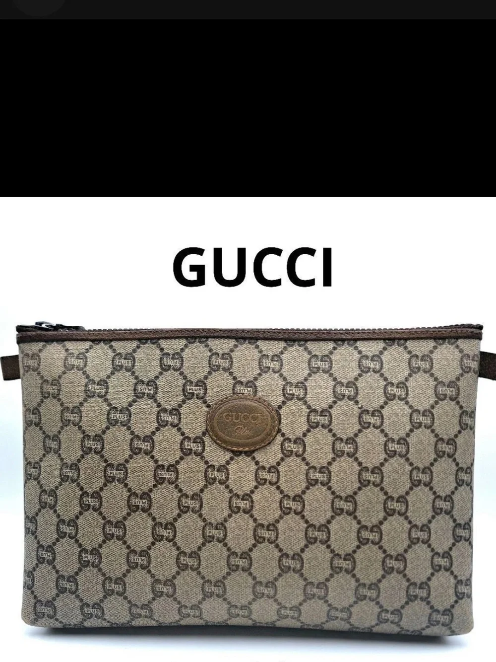 Gucci Beige Brown GG Canvas Wrist Pouch